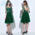 Elegant Lace Appliques Button Tulle Satin Long Robes de bal